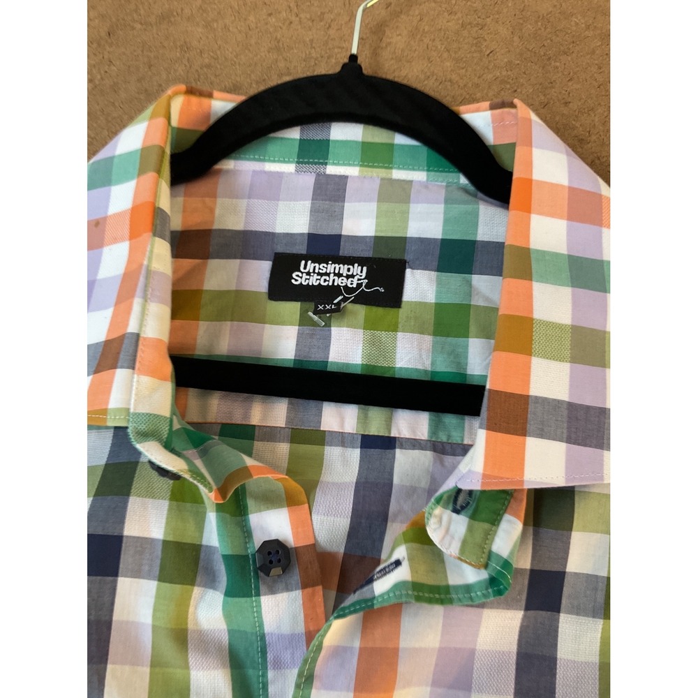 Unsimply Stitched Mens XXL Plaid Button Down Shirt Long Sleeve Multi Color Check